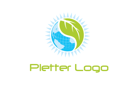 leaf and world half in circle agriculture logo