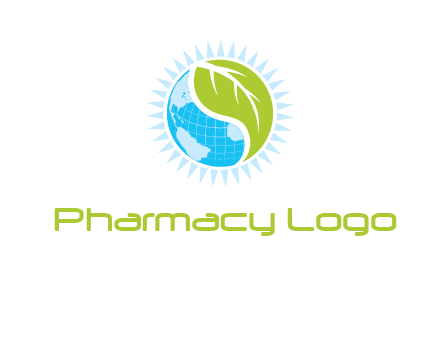 leaf and world half in circle agriculture logo