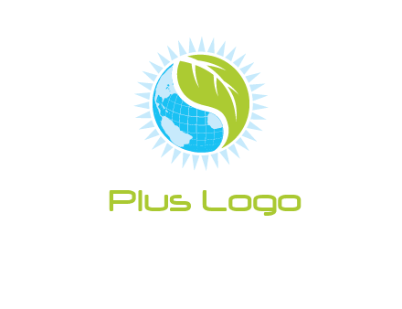leaf and world half in circle agriculture logo