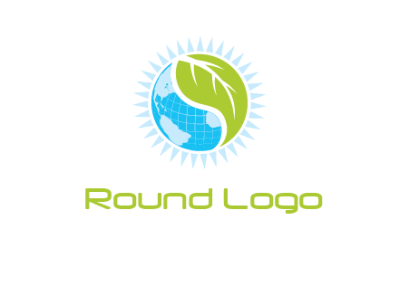 leaf and world half in circle agriculture logo