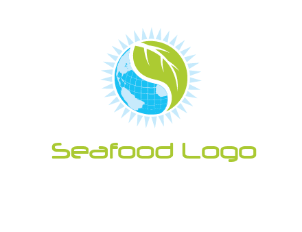 leaf and world half in circle agriculture logo