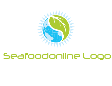 leaf and world half in circle agriculture logo