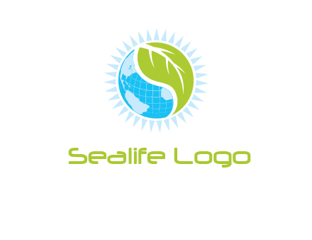 leaf and world half in circle agriculture logo