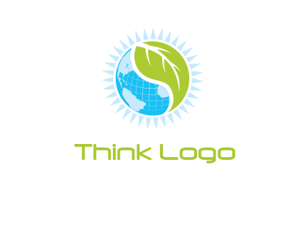 leaf and world half in circle agriculture logo
