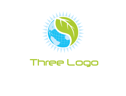 leaf and world half in circle agriculture logo