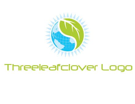 leaf and world half in circle agriculture logo