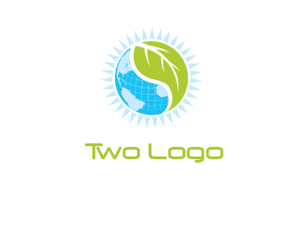 leaf and world half in circle agriculture logo