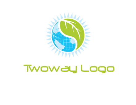 leaf and world half in circle agriculture logo