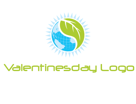 leaf and world half in circle agriculture logo
