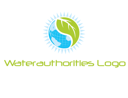 leaf and world half in circle agriculture logo