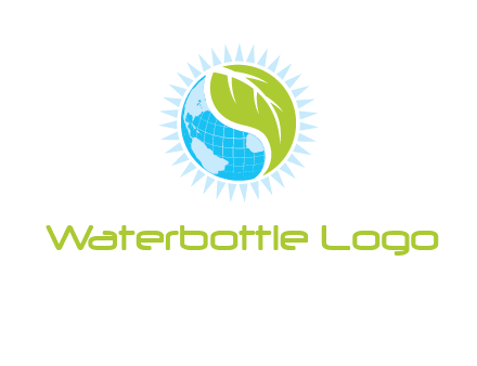 leaf and world half in circle agriculture logo