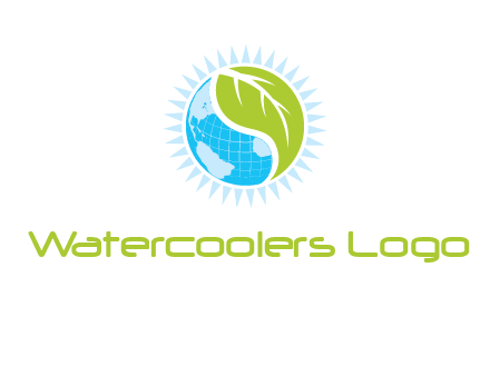 leaf and world half in circle agriculture logo
