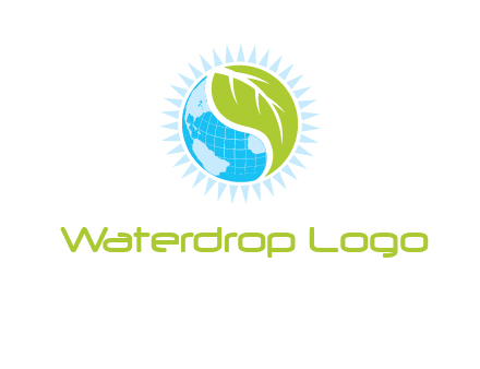 leaf and world half in circle agriculture logo