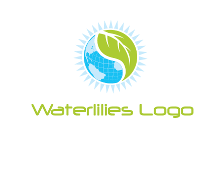 leaf and world half in circle agriculture logo