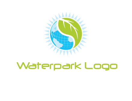 leaf and world half in circle agriculture logo