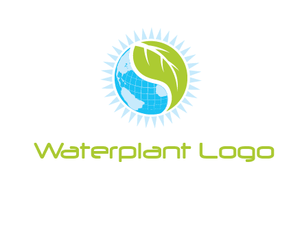 leaf and world half in circle agriculture logo