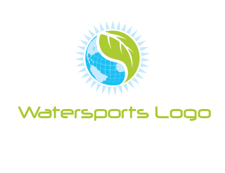 leaf and world half in circle agriculture logo