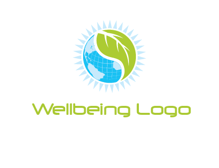 leaf and world half in circle agriculture logo