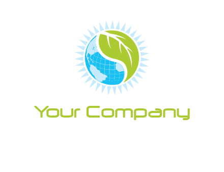 leaf and world half in circle agriculture logo