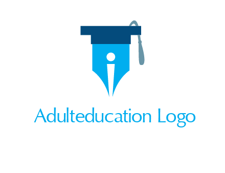 pen nib with scholarship hat education logo