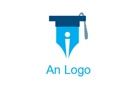 pen nib with scholarship hat education logo