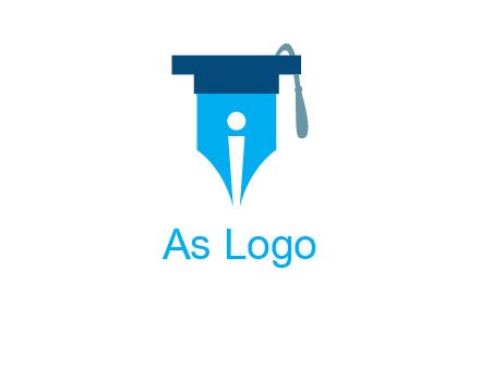 pen nib with scholarship hat education logo