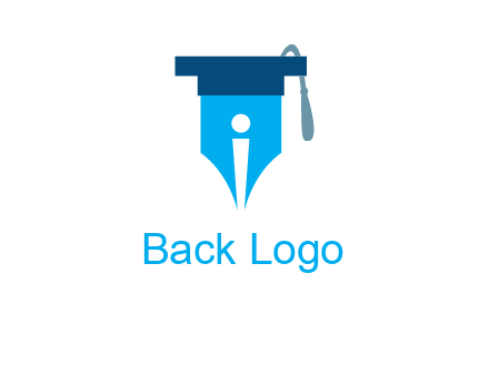 pen nib with scholarship hat education logo