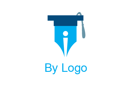 pen nib with scholarship hat education logo