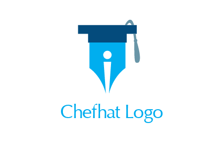 pen nib with scholarship hat education logo