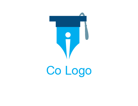 pen nib with scholarship hat education logo