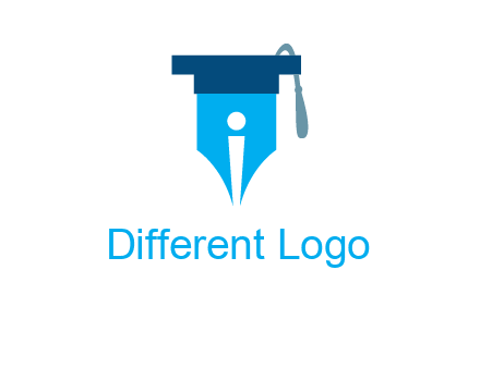 pen nib with scholarship hat education logo