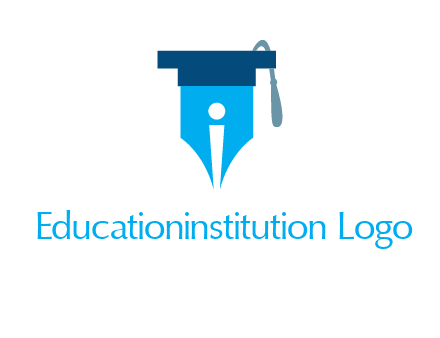 pen nib with scholarship hat education logo