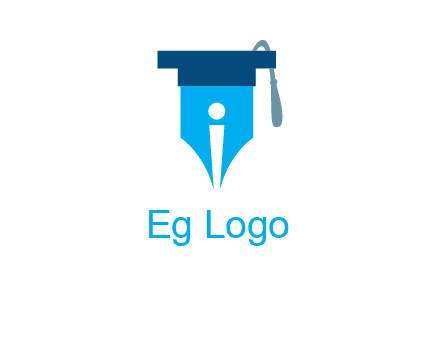pen nib with scholarship hat education logo