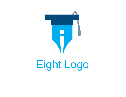 pen nib with scholarship hat education logo