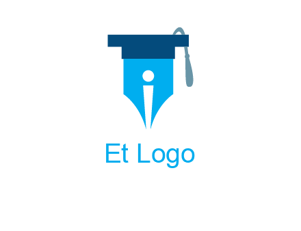 pen nib with scholarship hat education logo