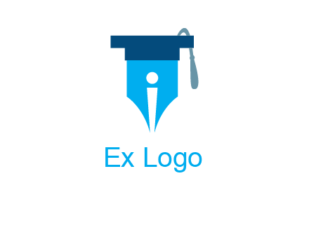 pen nib with scholarship hat education logo