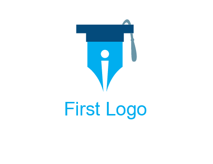 pen nib with scholarship hat education logo