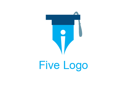pen nib with scholarship hat education logo