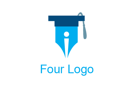 pen nib with scholarship hat education logo