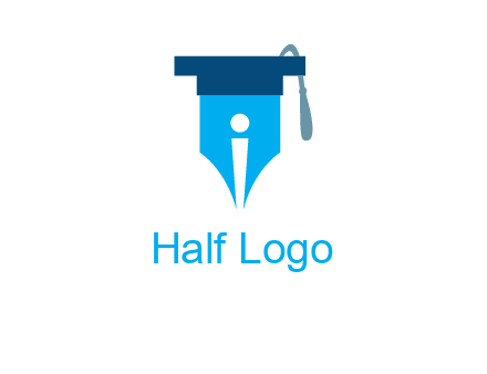 pen nib with scholarship hat education logo