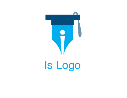 pen nib with scholarship hat education logo