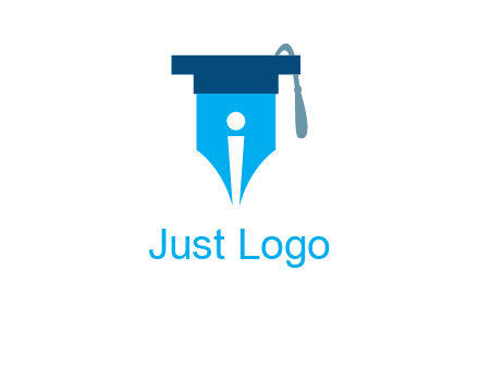 pen nib with scholarship hat education logo