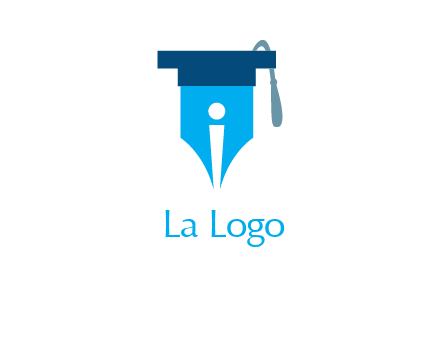 pen nib with scholarship hat education logo