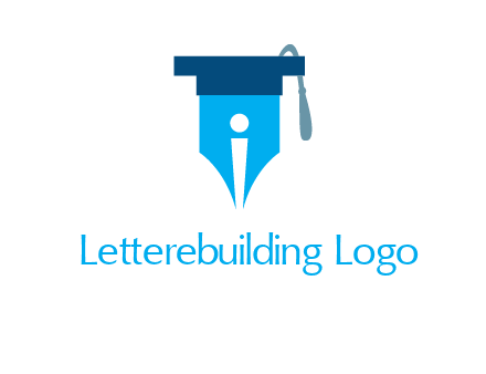 pen nib with scholarship hat education logo
