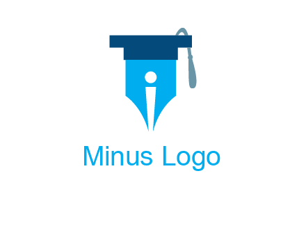pen nib with scholarship hat education logo