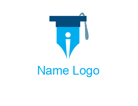 pen nib with scholarship hat education logo