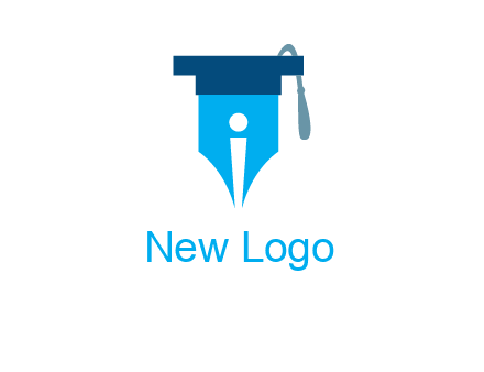 pen nib with scholarship hat education logo