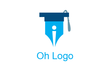 pen nib with scholarship hat education logo