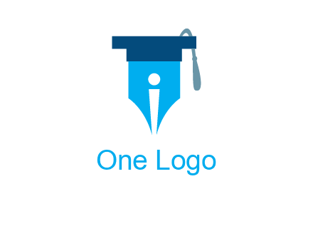 pen nib with scholarship hat education logo