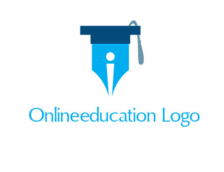 pen nib with scholarship hat education logo